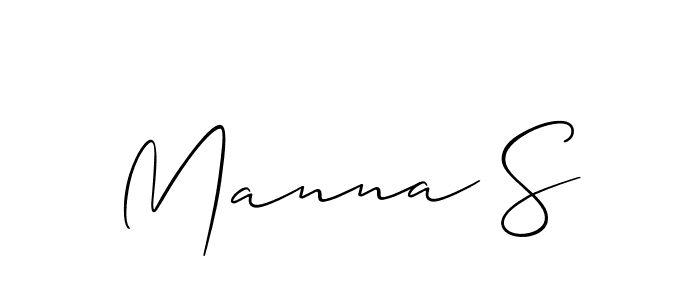 It looks lik you need a new signature style for name Manna S. Design unique handwritten (Allison_Script) signature with our free signature maker in just a few clicks. Manna S signature style 2 images and pictures png