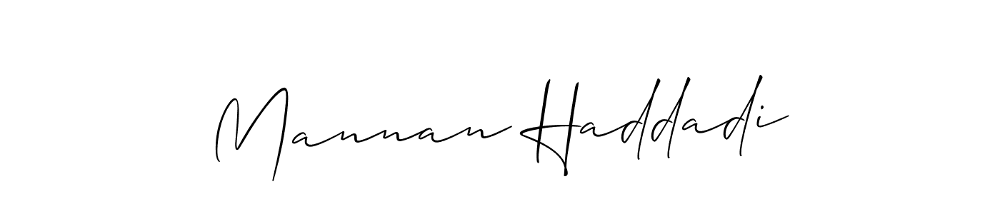 How to make Mannan Haddadi name signature. Use Allison_Script style for creating short signs online. This is the latest handwritten sign. Mannan Haddadi signature style 2 images and pictures png