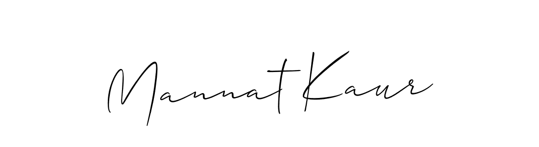 The best way (Allison_Script) to make a short signature is to pick only two or three words in your name. The name Mannat Kaur include a total of six letters. For converting this name. Mannat Kaur signature style 2 images and pictures png