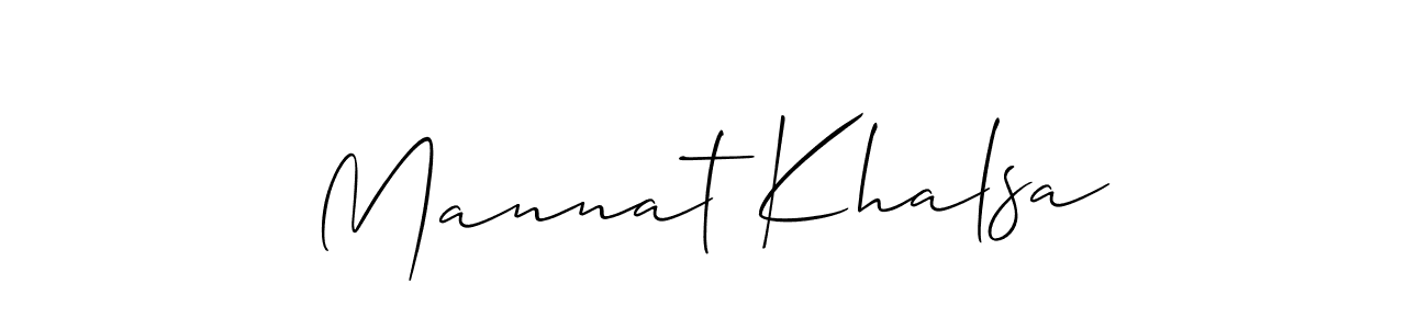 Create a beautiful signature design for name Mannat Khalsa. With this signature (Allison_Script) fonts, you can make a handwritten signature for free. Mannat Khalsa signature style 2 images and pictures png