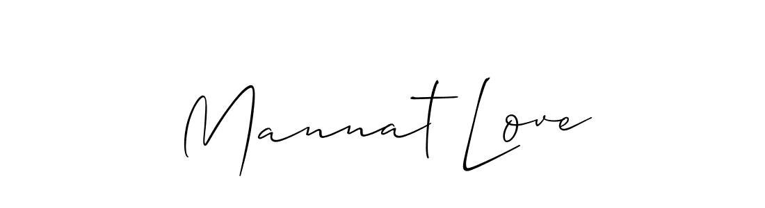 Use a signature maker to create a handwritten signature online. With this signature software, you can design (Allison_Script) your own signature for name Mannat Love. Mannat Love signature style 2 images and pictures png