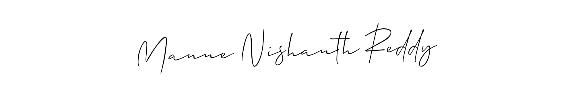 You should practise on your own different ways (Allison_Script) to write your name (Manne Nishanth Reddy) in signature. don't let someone else do it for you. Manne Nishanth Reddy signature style 2 images and pictures png