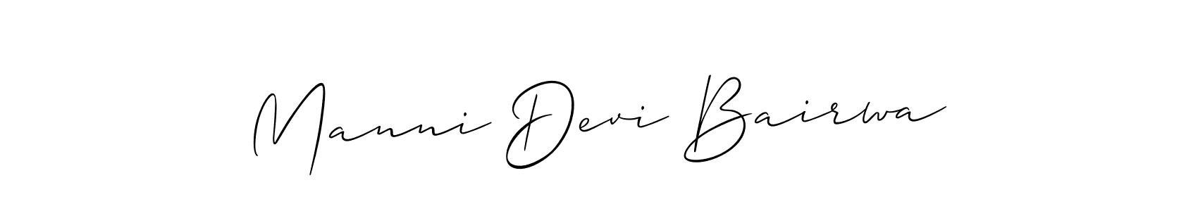 How to make Manni Devi Bairwa name signature. Use Allison_Script style for creating short signs online. This is the latest handwritten sign. Manni Devi Bairwa signature style 2 images and pictures png