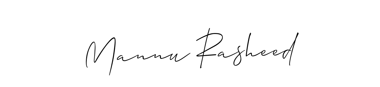 How to make Mannu Rasheed name signature. Use Allison_Script style for creating short signs online. This is the latest handwritten sign. Mannu Rasheed signature style 2 images and pictures png