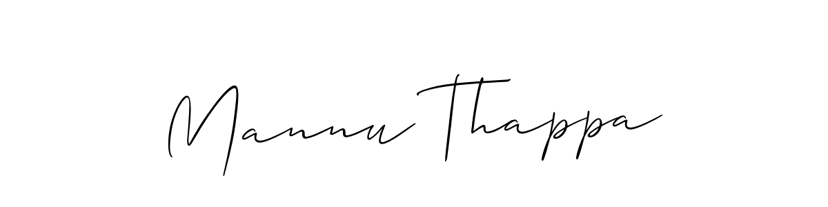 It looks lik you need a new signature style for name Mannu Thappa. Design unique handwritten (Allison_Script) signature with our free signature maker in just a few clicks. Mannu Thappa signature style 2 images and pictures png