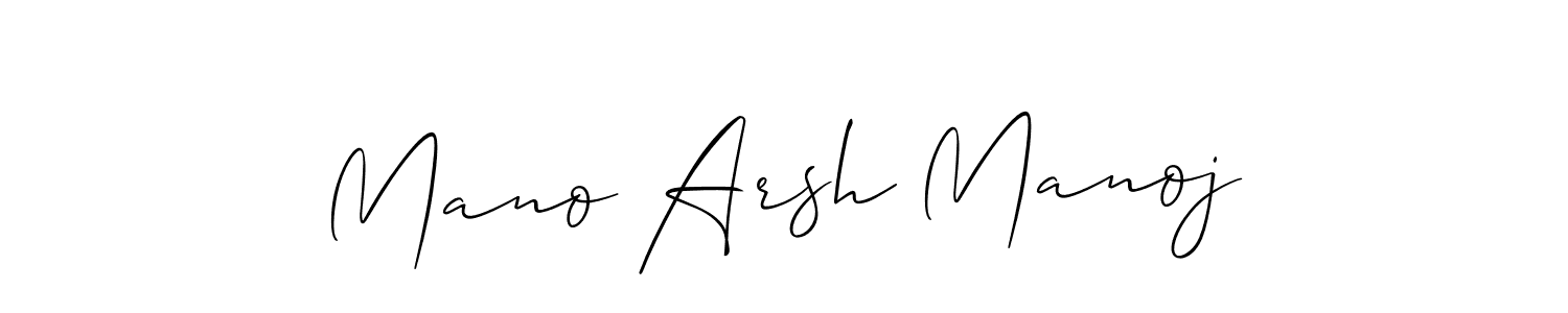 How to make Mano Arsh Manoj name signature. Use Allison_Script style for creating short signs online. This is the latest handwritten sign. Mano Arsh Manoj signature style 2 images and pictures png