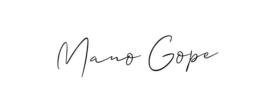 The best way (Allison_Script) to make a short signature is to pick only two or three words in your name. The name Mano Gope include a total of six letters. For converting this name. Mano Gope signature style 2 images and pictures png