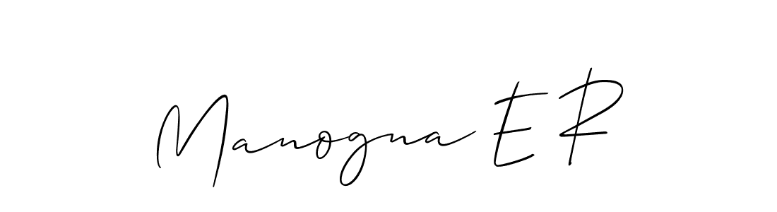 Also You can easily find your signature by using the search form. We will create Manogna E R name handwritten signature images for you free of cost using Allison_Script sign style. Manogna E R signature style 2 images and pictures png