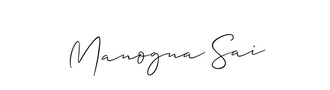 Make a beautiful signature design for name Manogna Sai. With this signature (Allison_Script) style, you can create a handwritten signature for free. Manogna Sai signature style 2 images and pictures png