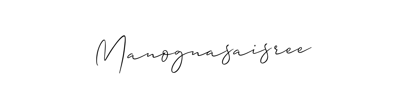 Make a short Manognasaisree signature style. Manage your documents anywhere anytime using Allison_Script. Create and add eSignatures, submit forms, share and send files easily. Manognasaisree signature style 2 images and pictures png