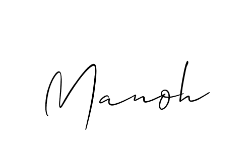 Design your own signature with our free online signature maker. With this signature software, you can create a handwritten (Allison_Script) signature for name Manoh. Manoh signature style 2 images and pictures png