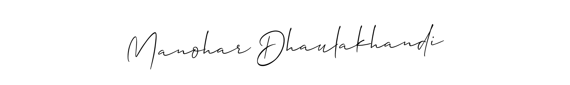 Allison_Script is a professional signature style that is perfect for those who want to add a touch of class to their signature. It is also a great choice for those who want to make their signature more unique. Get Manohar Dhaulakhandi name to fancy signature for free. Manohar Dhaulakhandi signature style 2 images and pictures png