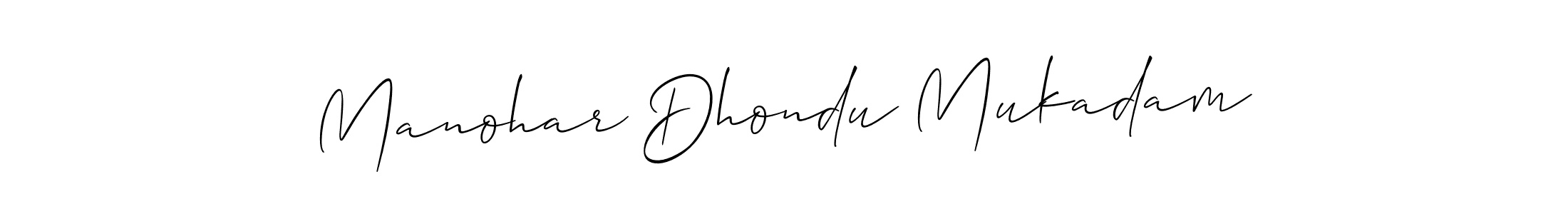 How to make Manohar Dhondu Mukadam name signature. Use Allison_Script style for creating short signs online. This is the latest handwritten sign. Manohar Dhondu Mukadam signature style 2 images and pictures png