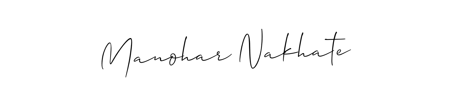 How to make Manohar Nakhate name signature. Use Allison_Script style for creating short signs online. This is the latest handwritten sign. Manohar Nakhate signature style 2 images and pictures png