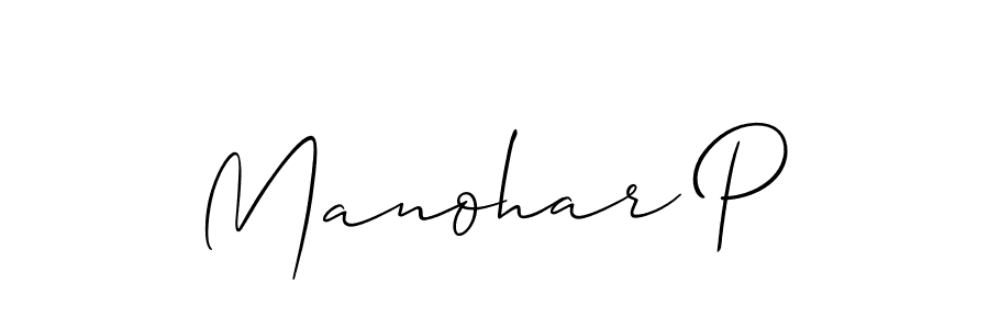 Manohar P stylish signature style. Best Handwritten Sign (Allison_Script) for my name. Handwritten Signature Collection Ideas for my name Manohar P. Manohar P signature style 2 images and pictures png