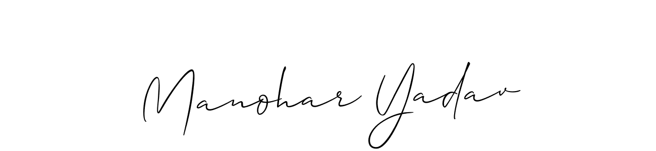 How to make Manohar Yadav name signature. Use Allison_Script style for creating short signs online. This is the latest handwritten sign. Manohar Yadav signature style 2 images and pictures png