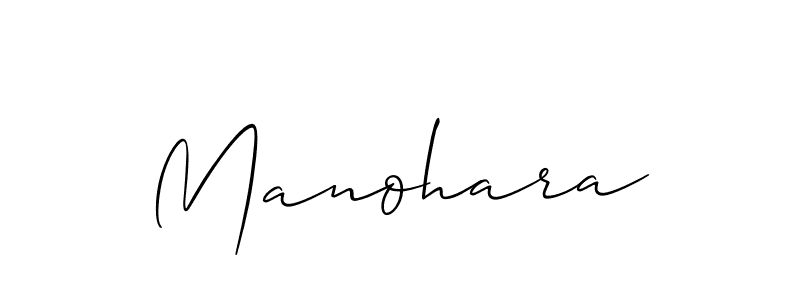 Create a beautiful signature design for name Manohara. With this signature (Allison_Script) fonts, you can make a handwritten signature for free. Manohara signature style 2 images and pictures png