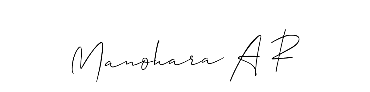 It looks lik you need a new signature style for name Manohara A R. Design unique handwritten (Allison_Script) signature with our free signature maker in just a few clicks. Manohara A R signature style 2 images and pictures png