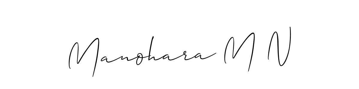 How to make Manohara M N name signature. Use Allison_Script style for creating short signs online. This is the latest handwritten sign. Manohara M N signature style 2 images and pictures png
