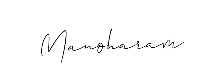 Use a signature maker to create a handwritten signature online. With this signature software, you can design (Allison_Script) your own signature for name Manoharam. Manoharam signature style 2 images and pictures png