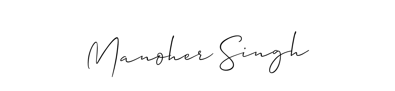 Create a beautiful signature design for name Manoher Singh. With this signature (Allison_Script) fonts, you can make a handwritten signature for free. Manoher Singh signature style 2 images and pictures png