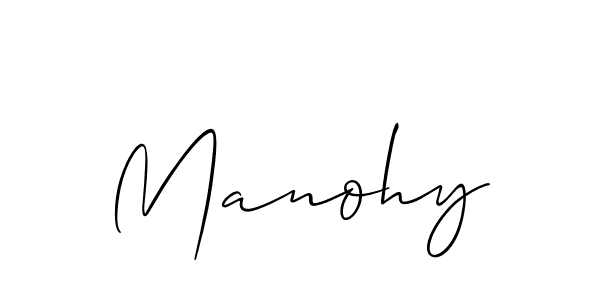 Use a signature maker to create a handwritten signature online. With this signature software, you can design (Allison_Script) your own signature for name Manohy. Manohy signature style 2 images and pictures png