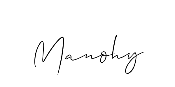 Use a signature maker to create a handwritten signature online. With this signature software, you can design (Allison_Script) your own signature for name Manohy. Manohy signature style 2 images and pictures png