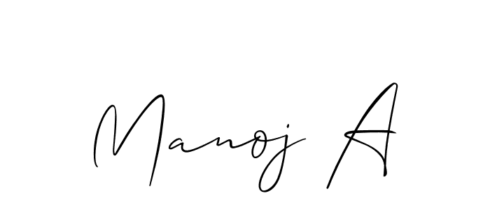 Manoj A stylish signature style. Best Handwritten Sign (Allison_Script) for my name. Handwritten Signature Collection Ideas for my name Manoj A. Manoj A signature style 2 images and pictures png