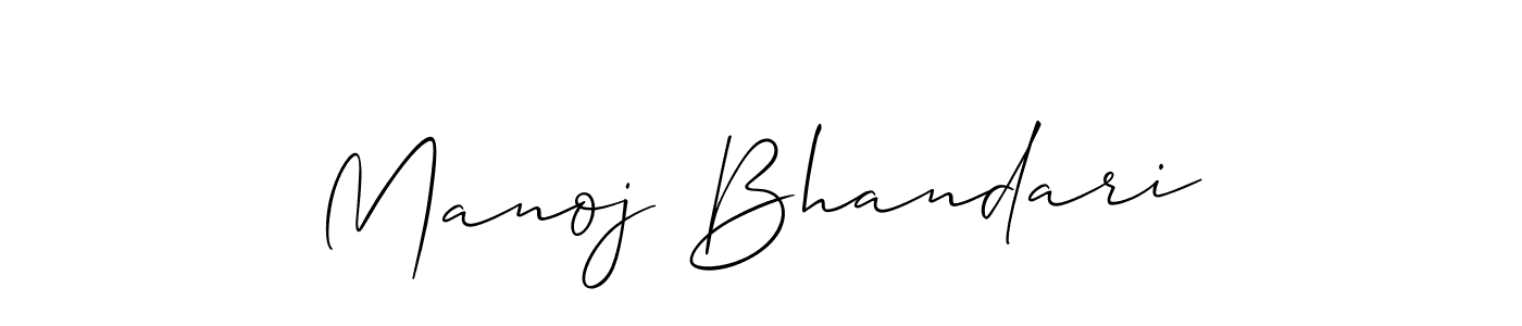 How to make Manoj Bhandari name signature. Use Allison_Script style for creating short signs online. This is the latest handwritten sign. Manoj Bhandari signature style 2 images and pictures png