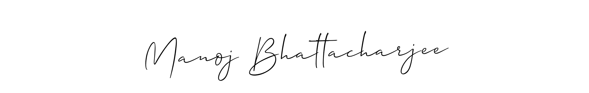 The best way (Allison_Script) to make a short signature is to pick only two or three words in your name. The name Manoj Bhattacharjee include a total of six letters. For converting this name. Manoj Bhattacharjee signature style 2 images and pictures png