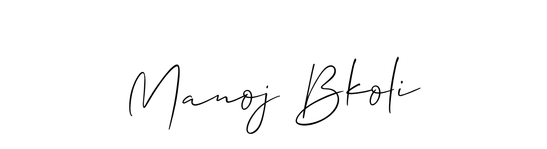Allison_Script is a professional signature style that is perfect for those who want to add a touch of class to their signature. It is also a great choice for those who want to make their signature more unique. Get Manoj Bkoli name to fancy signature for free. Manoj Bkoli signature style 2 images and pictures png
