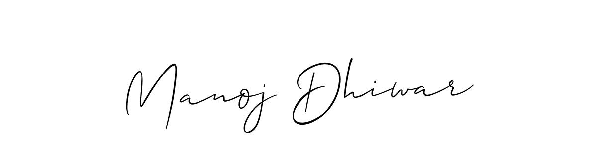 Create a beautiful signature design for name Manoj Dhiwar. With this signature (Allison_Script) fonts, you can make a handwritten signature for free. Manoj Dhiwar signature style 2 images and pictures png