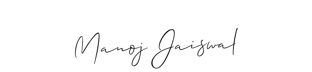 How to make Manoj Jaiswal name signature. Use Allison_Script style for creating short signs online. This is the latest handwritten sign. Manoj Jaiswal signature style 2 images and pictures png