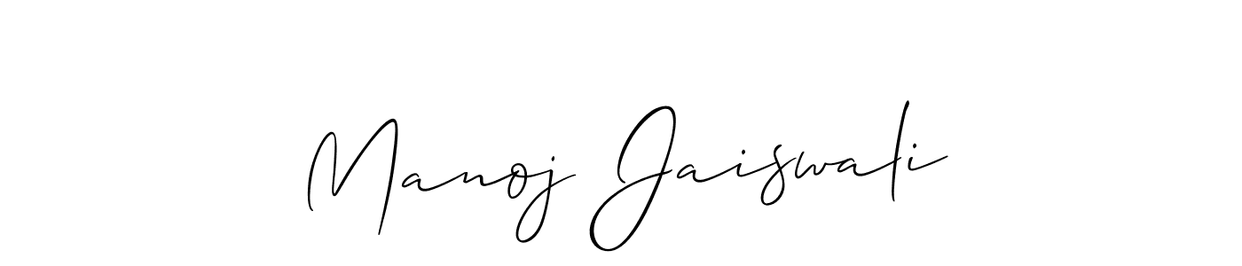 How to make Manoj Jaiswali name signature. Use Allison_Script style for creating short signs online. This is the latest handwritten sign. Manoj Jaiswali signature style 2 images and pictures png