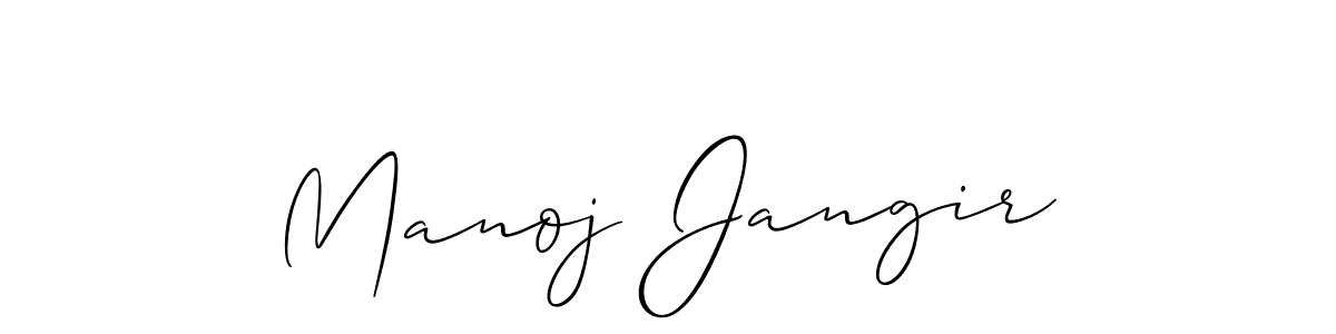 Use a signature maker to create a handwritten signature online. With this signature software, you can design (Allison_Script) your own signature for name Manoj Jangir. Manoj Jangir signature style 2 images and pictures png