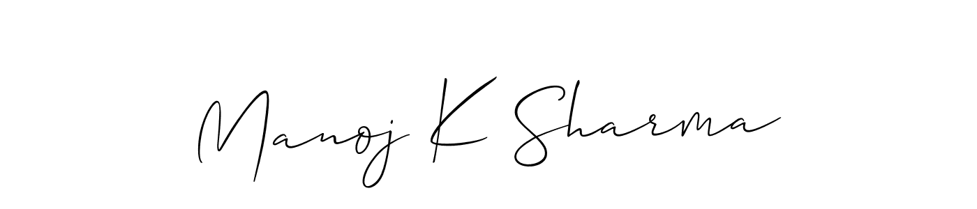 Design your own signature with our free online signature maker. With this signature software, you can create a handwritten (Allison_Script) signature for name Manoj K Sharma. Manoj K Sharma signature style 2 images and pictures png