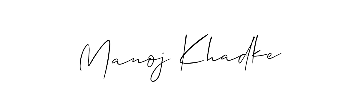 How to make Manoj Khadke name signature. Use Allison_Script style for creating short signs online. This is the latest handwritten sign. Manoj Khadke signature style 2 images and pictures png