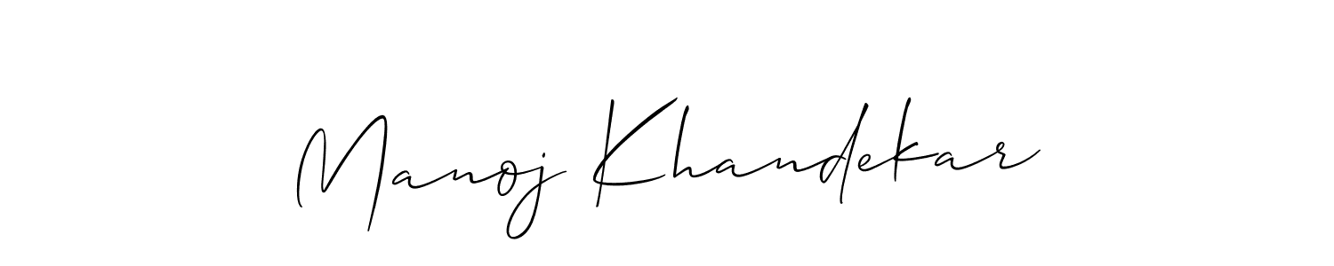 Allison_Script is a professional signature style that is perfect for those who want to add a touch of class to their signature. It is also a great choice for those who want to make their signature more unique. Get Manoj Khandekar name to fancy signature for free. Manoj Khandekar signature style 2 images and pictures png