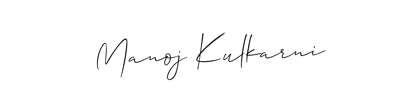 Allison_Script is a professional signature style that is perfect for those who want to add a touch of class to their signature. It is also a great choice for those who want to make their signature more unique. Get Manoj Kulkarni name to fancy signature for free. Manoj Kulkarni signature style 2 images and pictures png