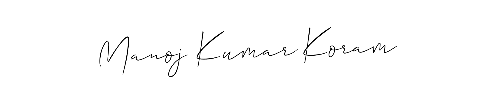 It looks lik you need a new signature style for name Manoj Kumar Koram. Design unique handwritten (Allison_Script) signature with our free signature maker in just a few clicks. Manoj Kumar Koram signature style 2 images and pictures png