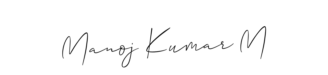 Design your own signature with our free online signature maker. With this signature software, you can create a handwritten (Allison_Script) signature for name Manoj Kumar M. Manoj Kumar M signature style 2 images and pictures png