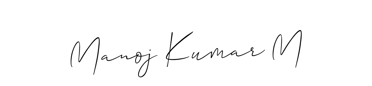 How to make Manoj Kumar M name signature. Use Allison_Script style for creating short signs online. This is the latest handwritten sign. Manoj Kumar M signature style 2 images and pictures png