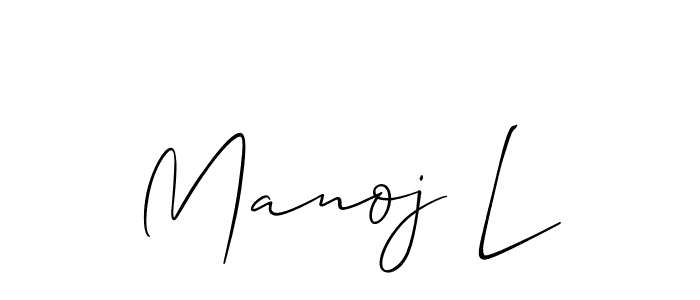 Manoj L stylish signature style. Best Handwritten Sign (Allison_Script) for my name. Handwritten Signature Collection Ideas for my name Manoj L. Manoj L signature style 2 images and pictures png