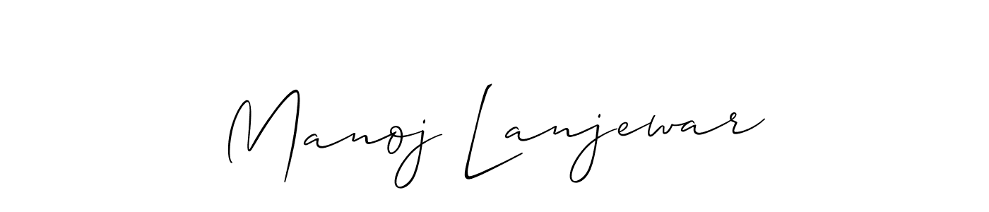 You should practise on your own different ways (Allison_Script) to write your name (Manoj Lanjewar) in signature. don't let someone else do it for you. Manoj Lanjewar signature style 2 images and pictures png