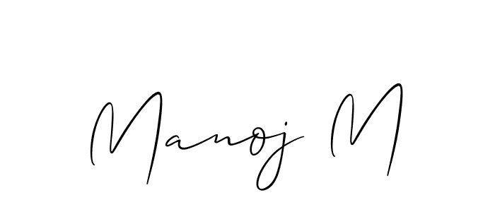 You should practise on your own different ways (Allison_Script) to write your name (Manoj M) in signature. don't let someone else do it for you. Manoj M signature style 2 images and pictures png