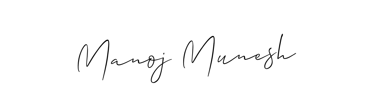 Allison_Script is a professional signature style that is perfect for those who want to add a touch of class to their signature. It is also a great choice for those who want to make their signature more unique. Get Manoj Munesh name to fancy signature for free. Manoj Munesh signature style 2 images and pictures png