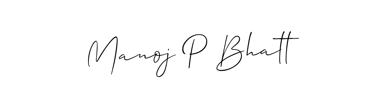 How to make Manoj P Bhatt signature? Allison_Script is a professional autograph style. Create handwritten signature for Manoj P Bhatt name. Manoj P Bhatt signature style 2 images and pictures png