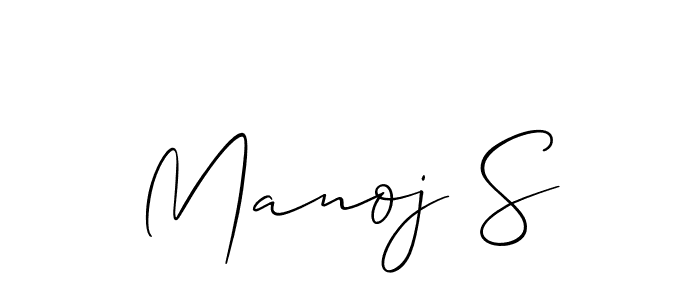 It looks lik you need a new signature style for name Manoj S. Design unique handwritten (Allison_Script) signature with our free signature maker in just a few clicks. Manoj S signature style 2 images and pictures png