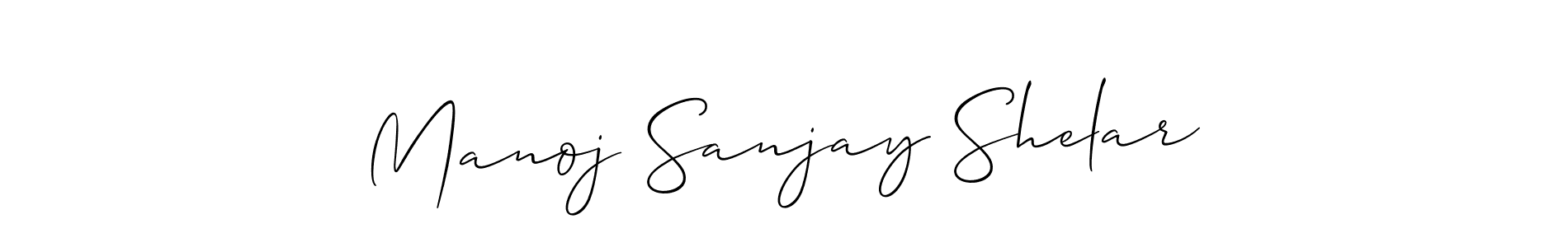 Create a beautiful signature design for name Manoj Sanjay Shelar. With this signature (Allison_Script) fonts, you can make a handwritten signature for free. Manoj Sanjay Shelar signature style 2 images and pictures png