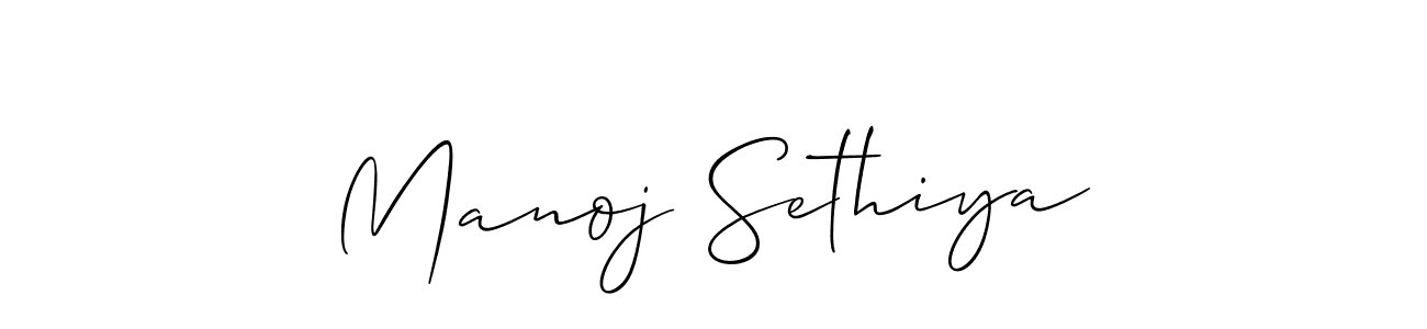 Also we have Manoj Sethiya name is the best signature style. Create professional handwritten signature collection using Allison_Script autograph style. Manoj Sethiya signature style 2 images and pictures png